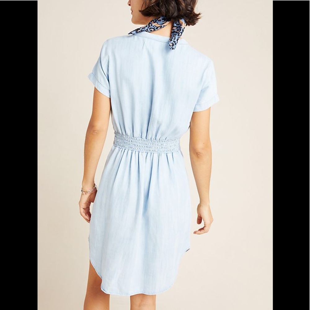 Anthropologie Cloth & Stone Smocked Chambray Shirtdress - Picture 2 of 6